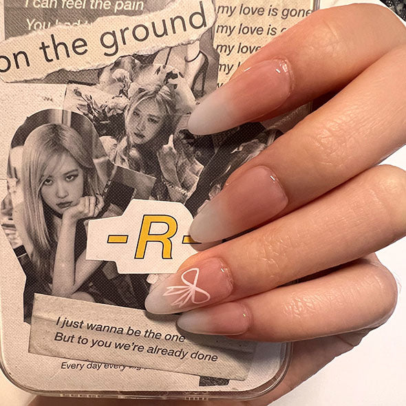 Blackpink Inspired Jenny Bow Knot Almond Acrylic Nails