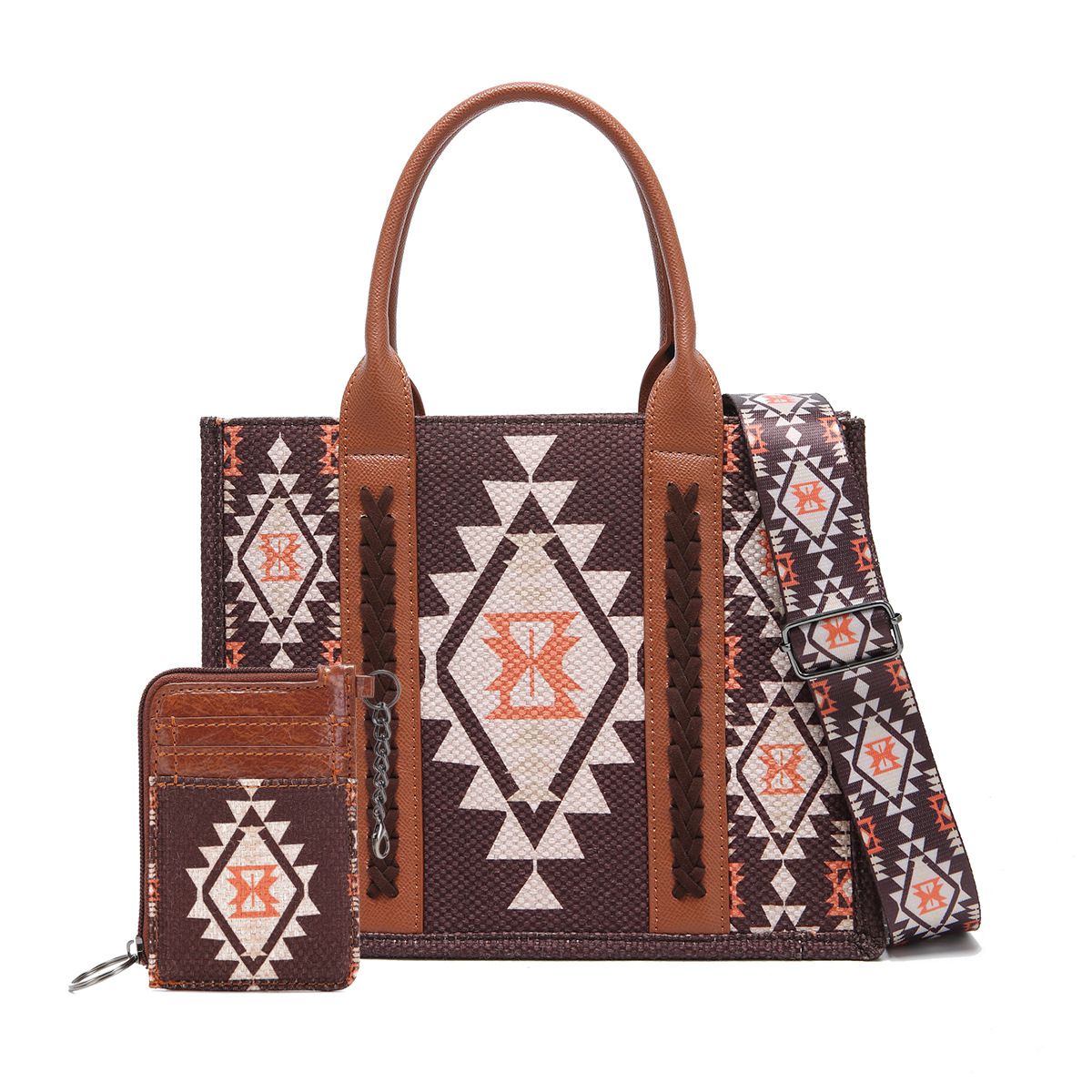 Boho Southwestern Print Crossbody Canvas Tote Bag