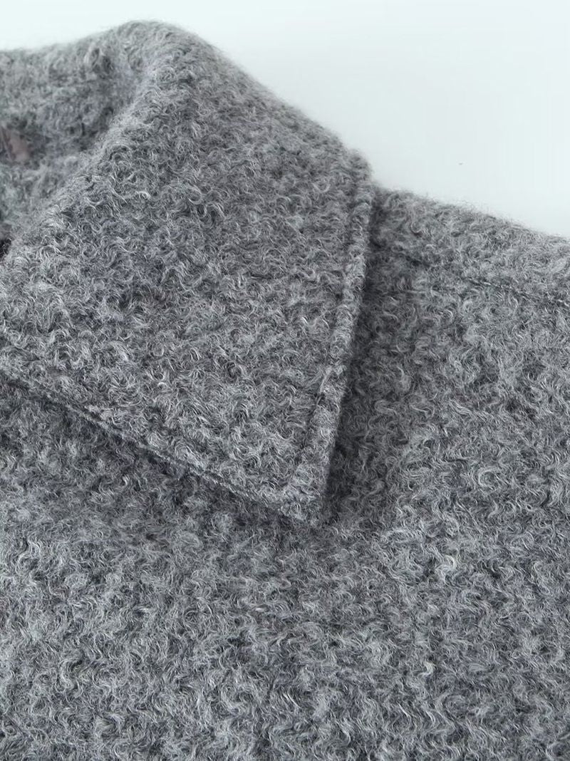 Wool Blend Cropped Bouclé Soft Jacket