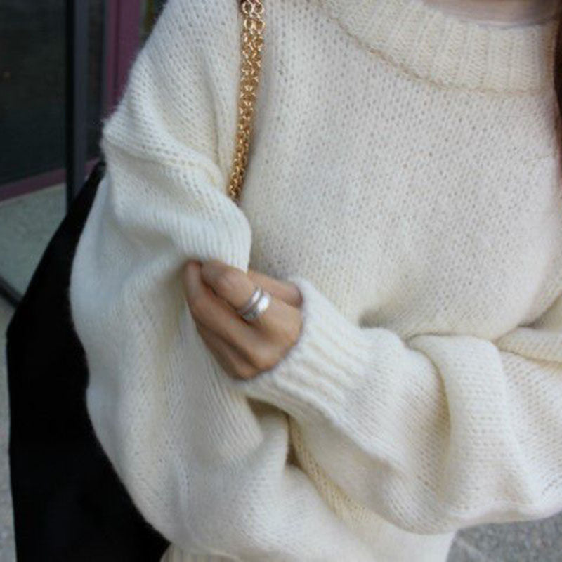 Trendy Comfy Designer Oversize Knitted Crewneck Jumper Sweater