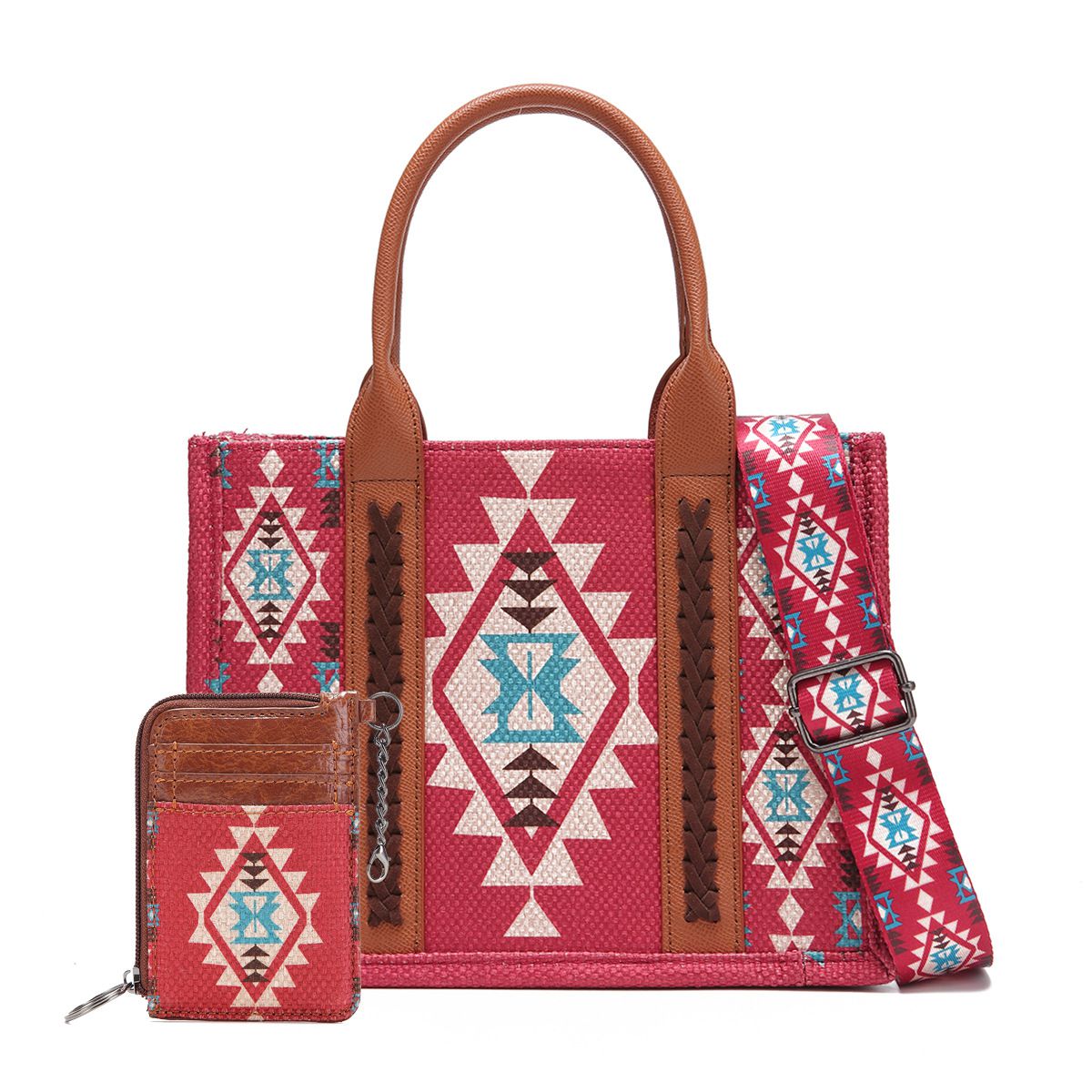 Boho Southwestern Print Crossbody Canvas Tote Bag