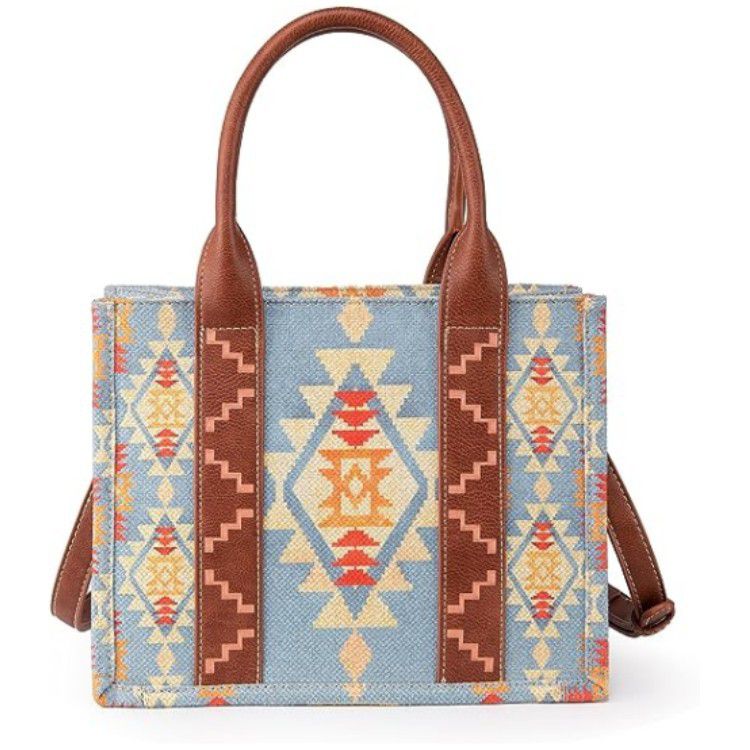 Boho Southwestern Print Crossbody Canvas Tote Bag