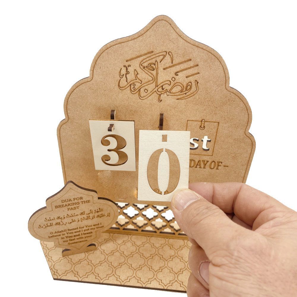 Handmade Engraved Wooden Countdown Calendar Table Decor