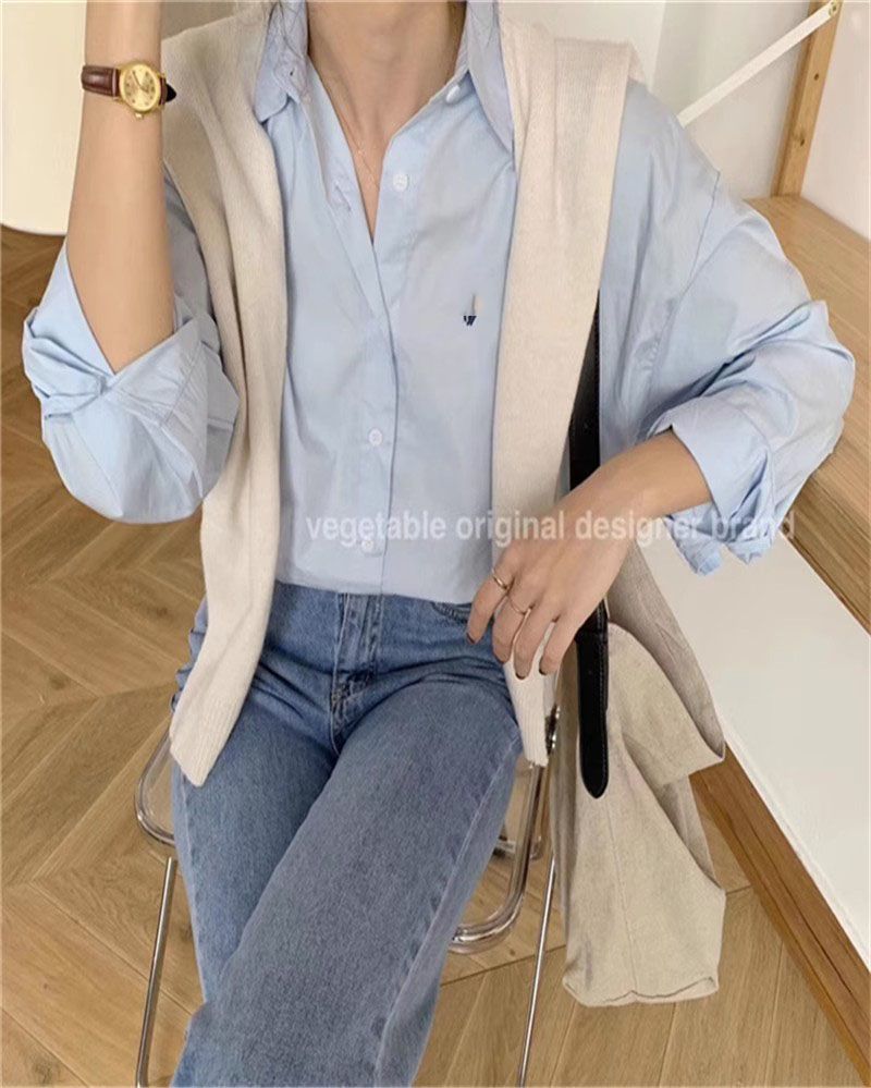 Oversized Relaxed Long Sleeve Button Front Shirt Womens