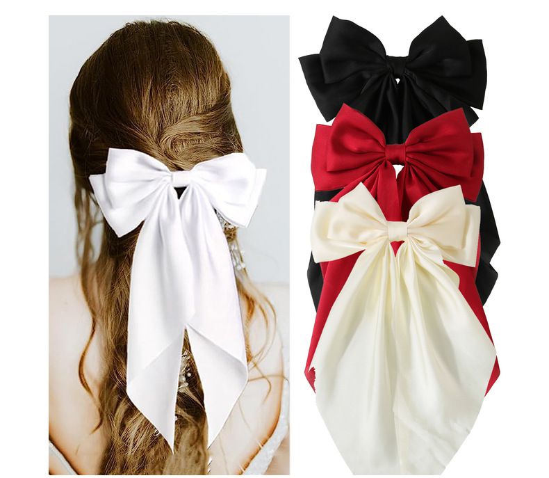 Colorful Ribbon Big Pearl Bow Hair Clip