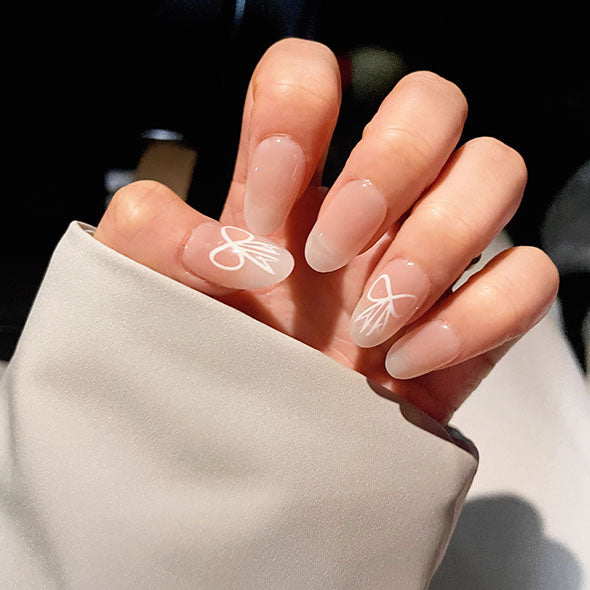 Blackpink Inspired Jenny Bow Knot Almond Acrylic Nails