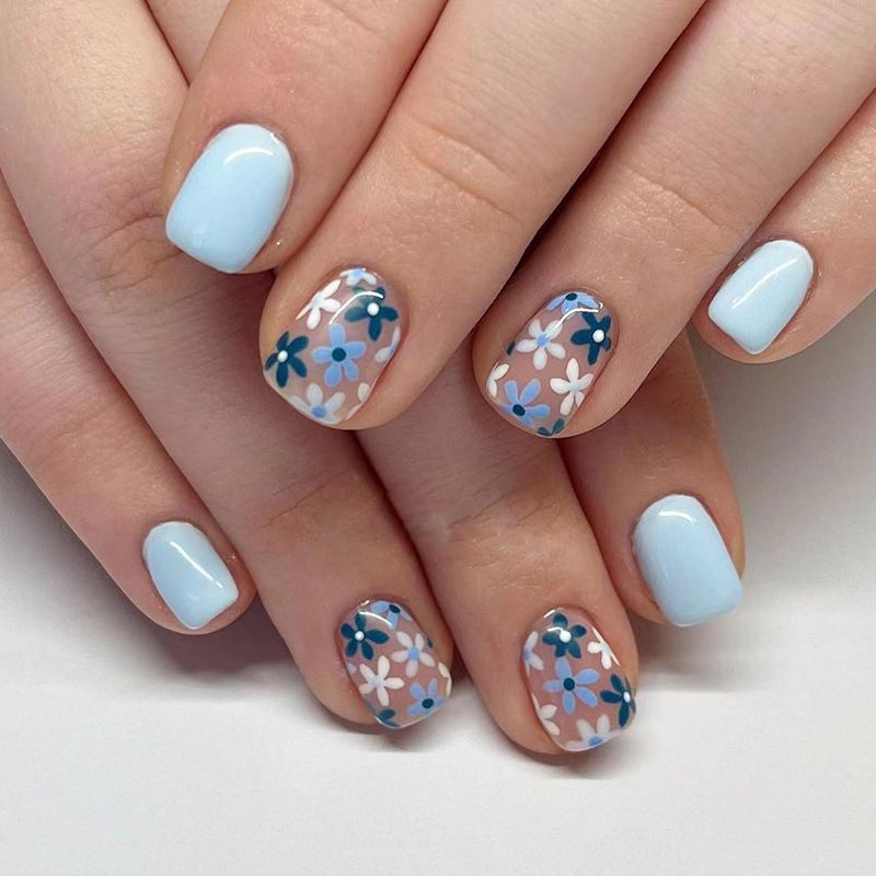 Glitter Hearts Almond Shape Nail