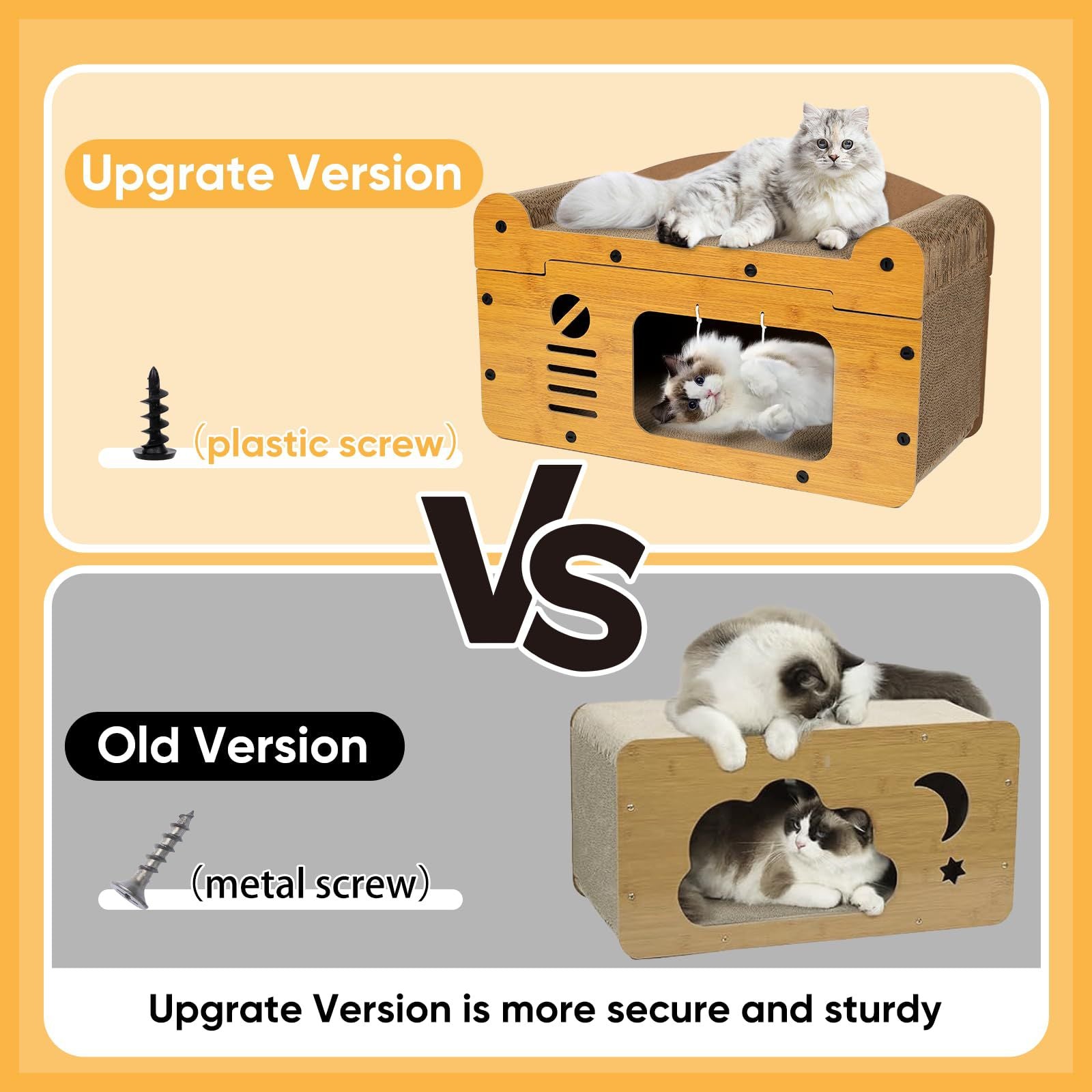Durable Cardboard Cat Scratcher Indoor House With Toy Cat