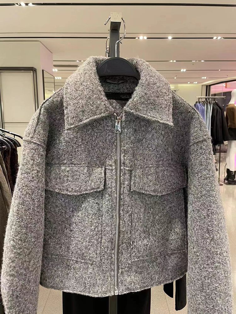 Wool Blend Cropped Bouclé Soft Jacket
