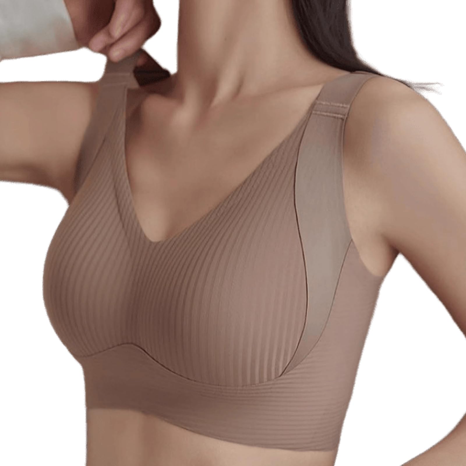 Ribbed Supportive Push-Up Wireless Bra