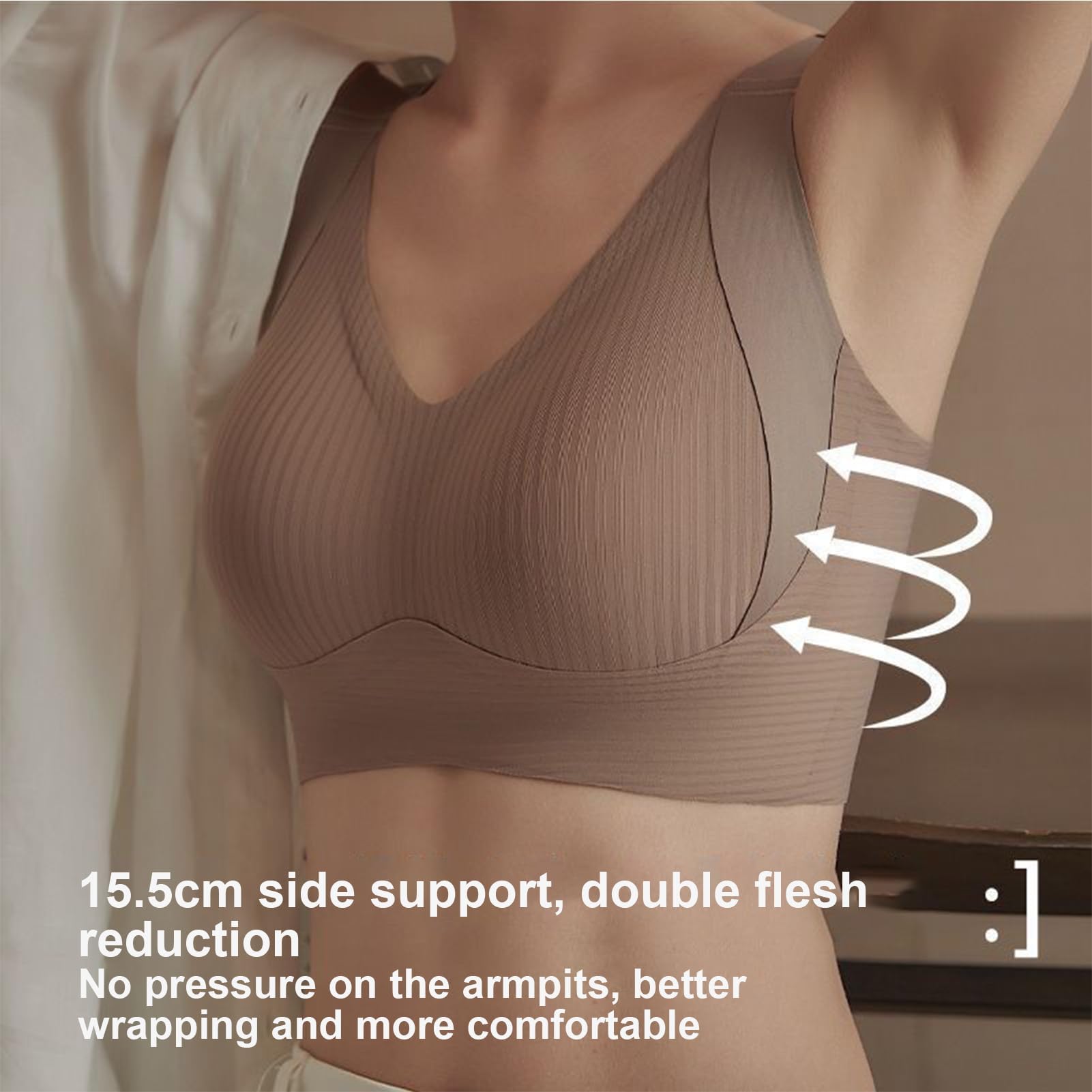 Ribbed Supportive Push-Up Wireless Bra
