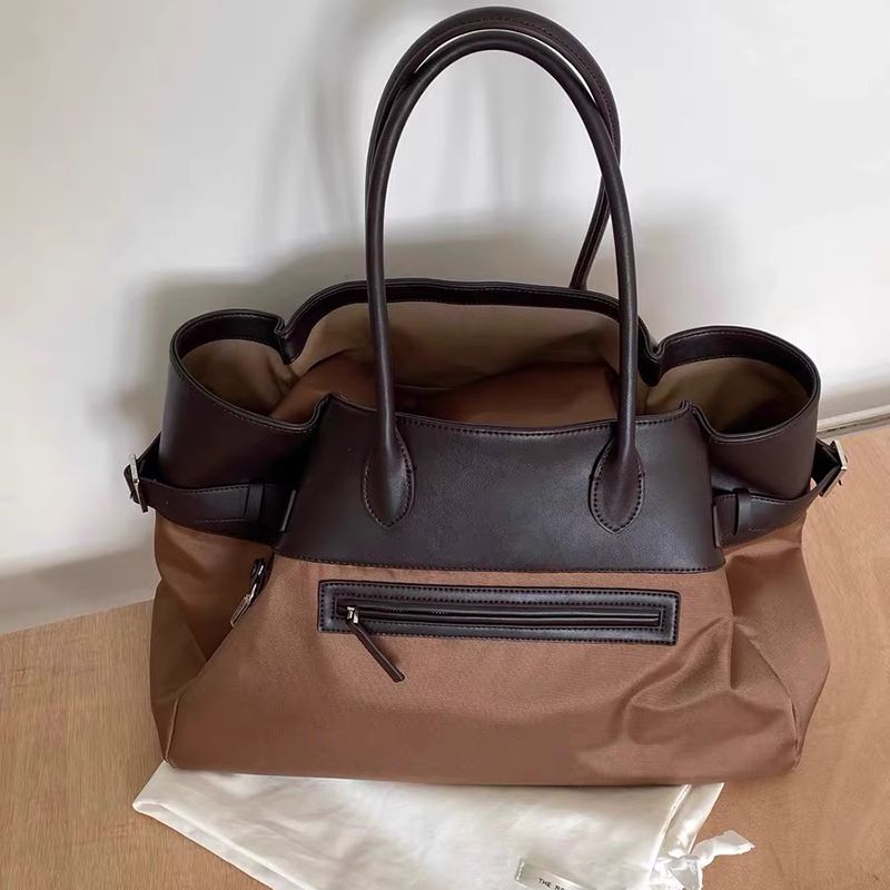 Inside Out Nylon Canvas And Leather Large Bag For Weekend Travel