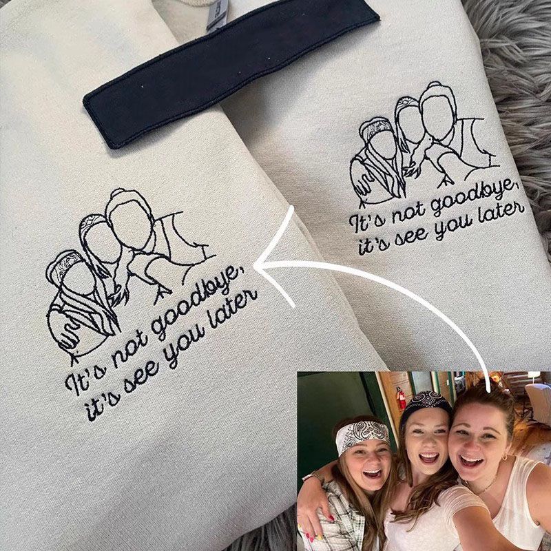 Personalized Drawing Sketch Stitched Embroidered Hoodie Sweatshirt
