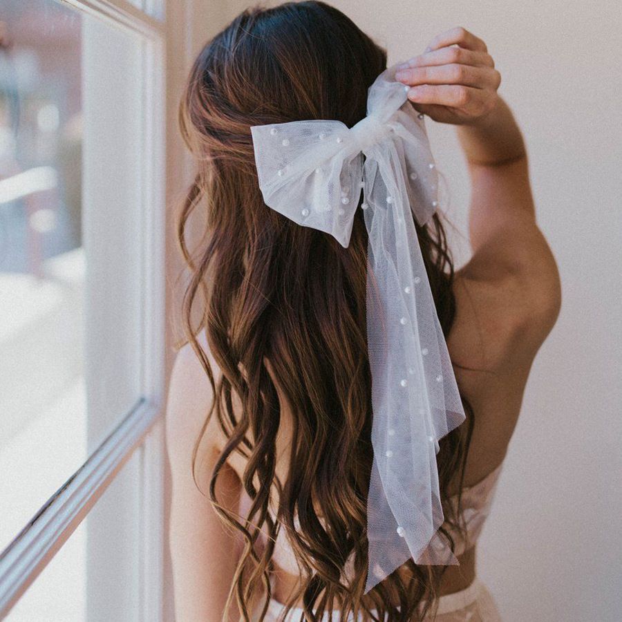 Sparkly Sequin Polka Tulle Lace Bow Knot Hair Clip