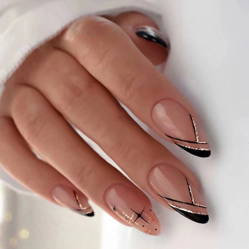 Glitter Hearts Almond Shape Nail