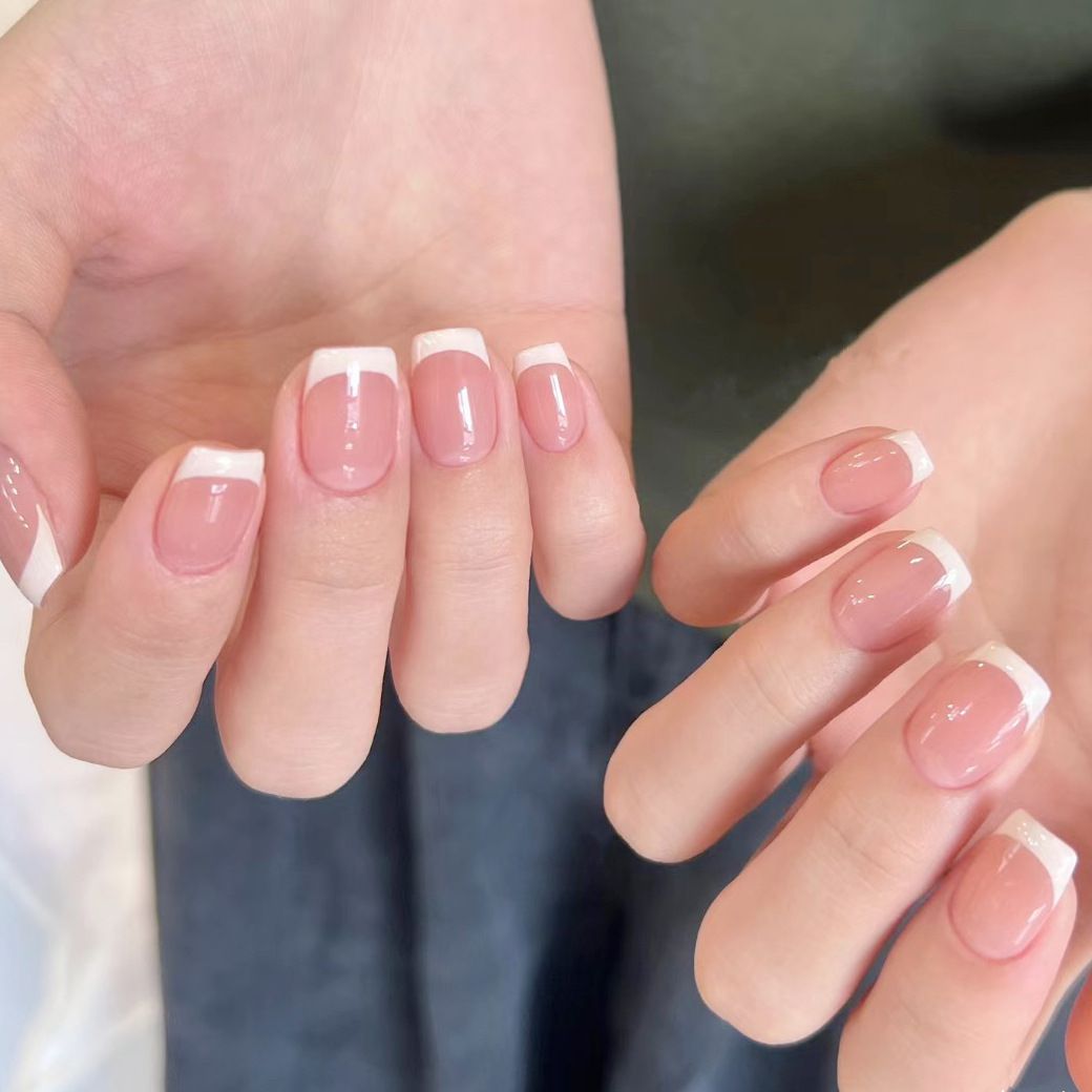 Classic Pink French Tip Acrylic Press On Nails