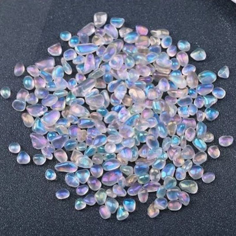 Pastel Aura Natural Moonstone For Glass Fish Jar Crystals ornaments