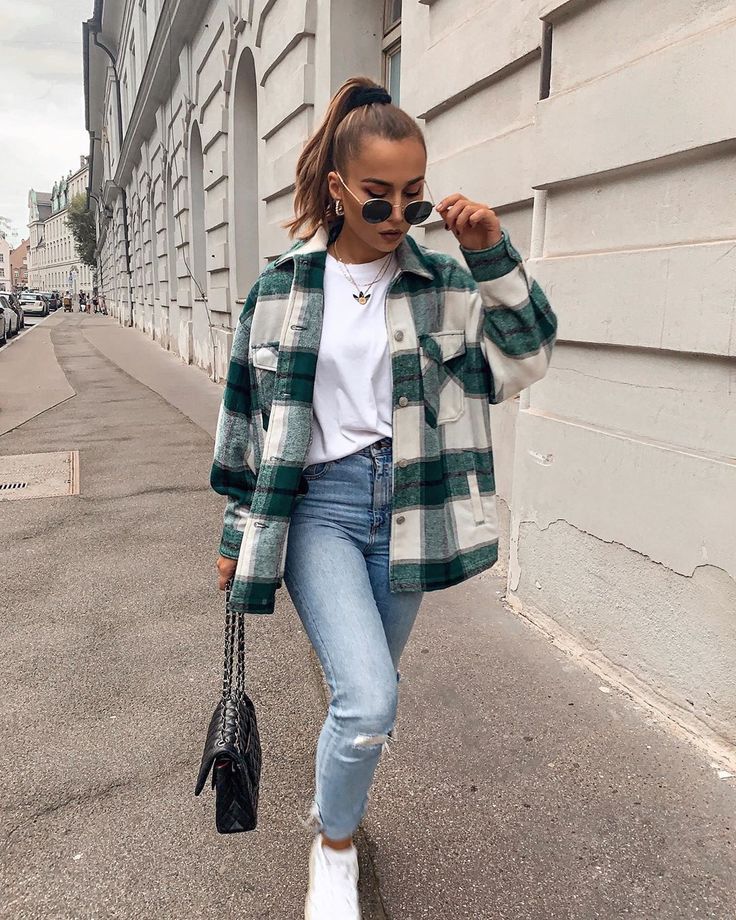 Classic Thick Colorblock Checked Button Down Shirt Jacket Woolen