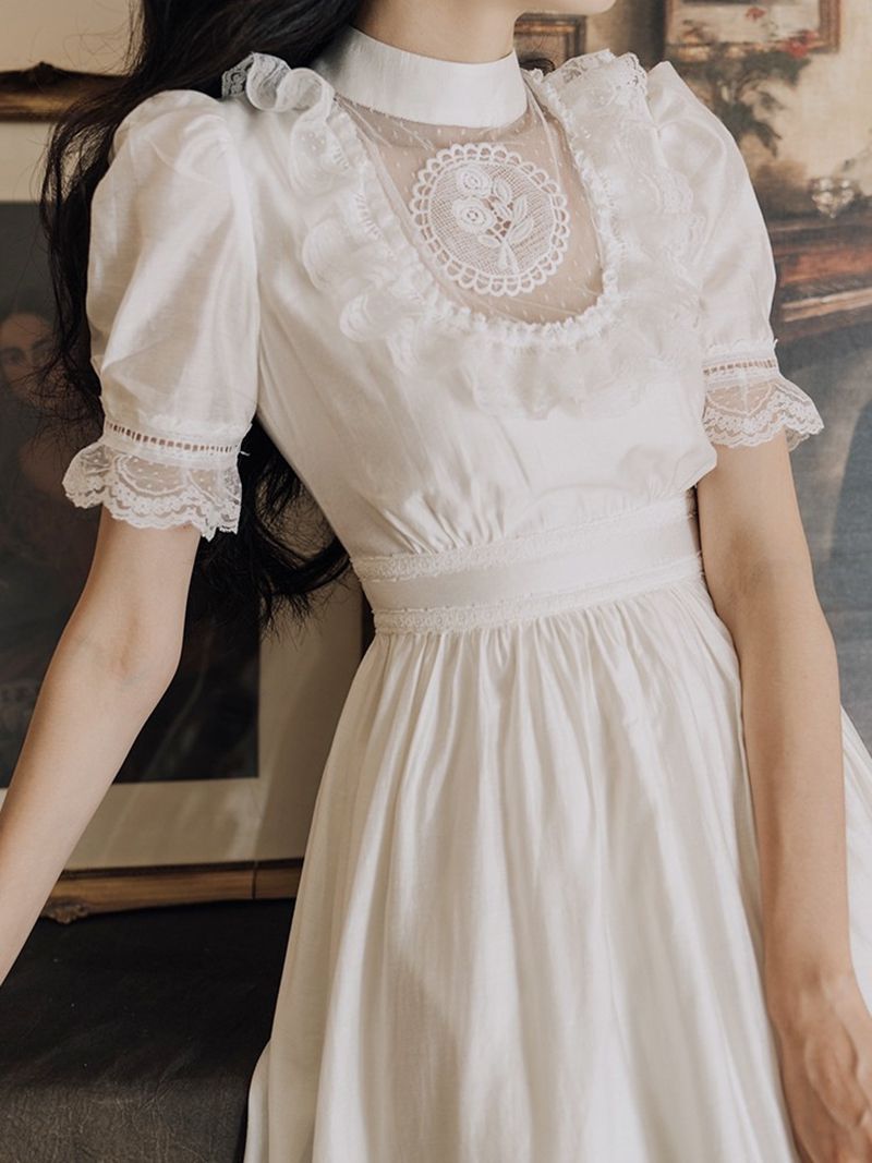 Vintage Fairytale White Lace Ruffle Sweet Lolita Dress sunifty Vintage Fairytale White Lace Ruffle Sweet Lolita Dress sunifty