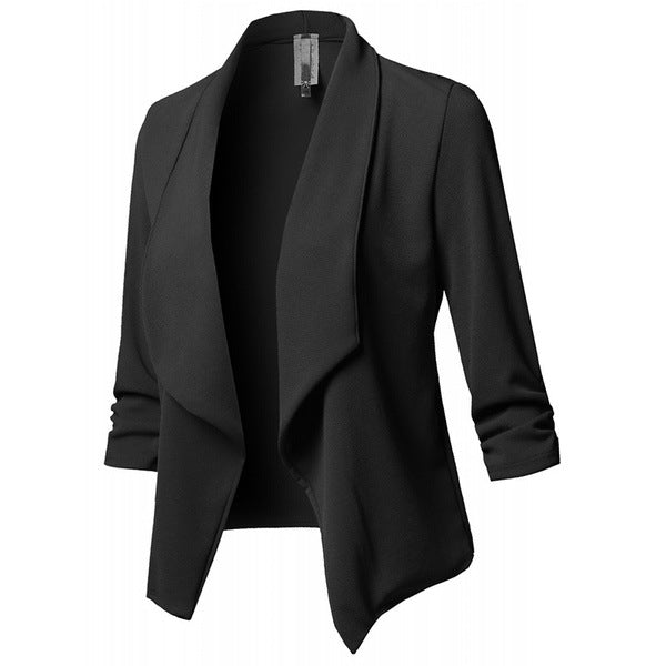 Classic Shawl Collar Short Cardigan Blazer Coat Long Sleeve