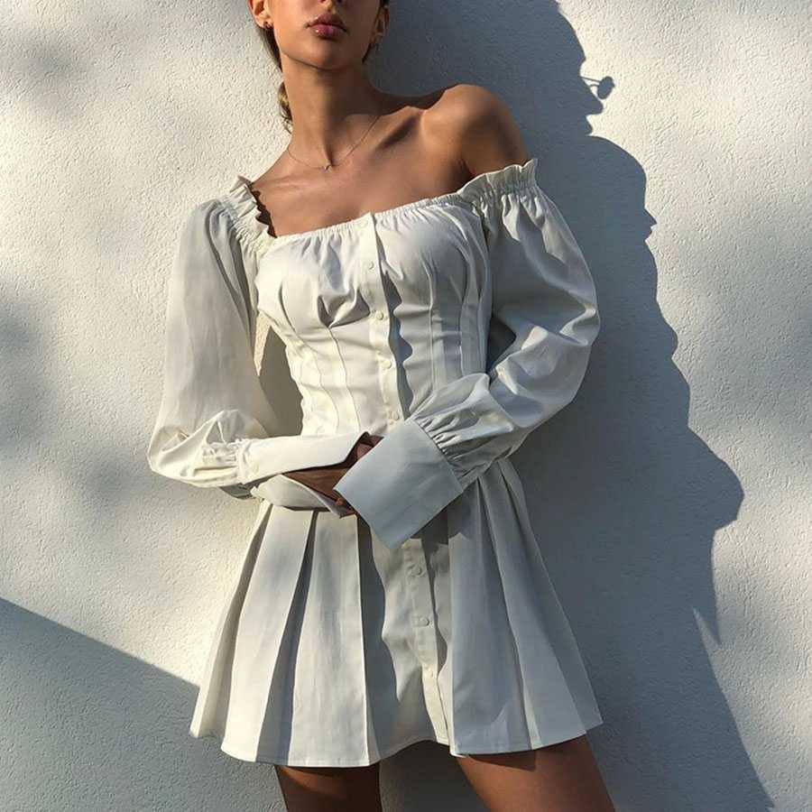 Flowy Long Puff Sleeve Off Shoulder Mini Dress sunifty Flowy Long Puff Sleeve Off Shoulder Mini Dress sunifty