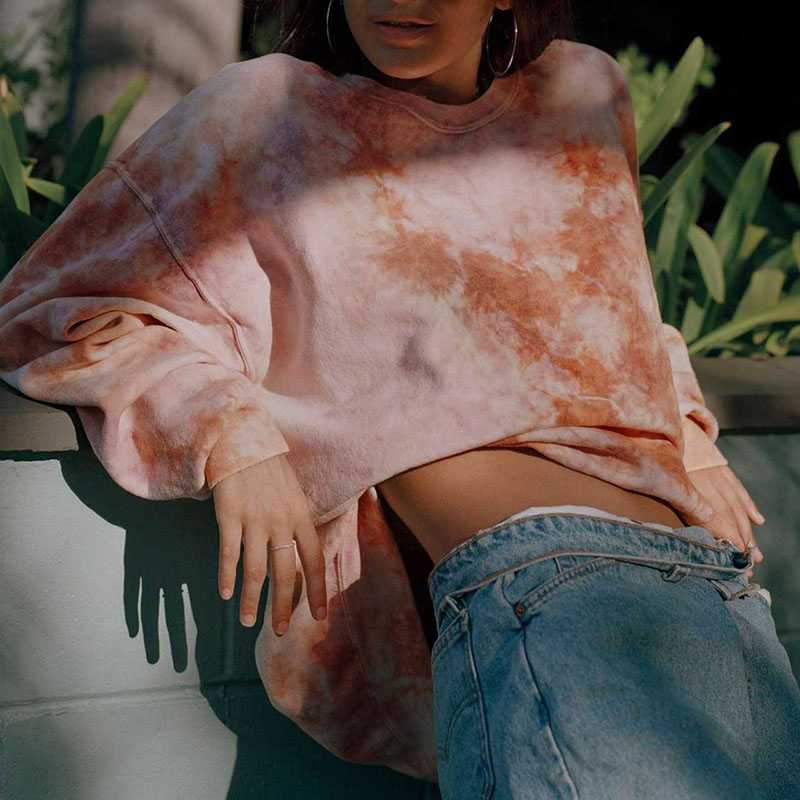 Thick Fashionable Pastel Pullover Tie Dye Sweatshirt Top