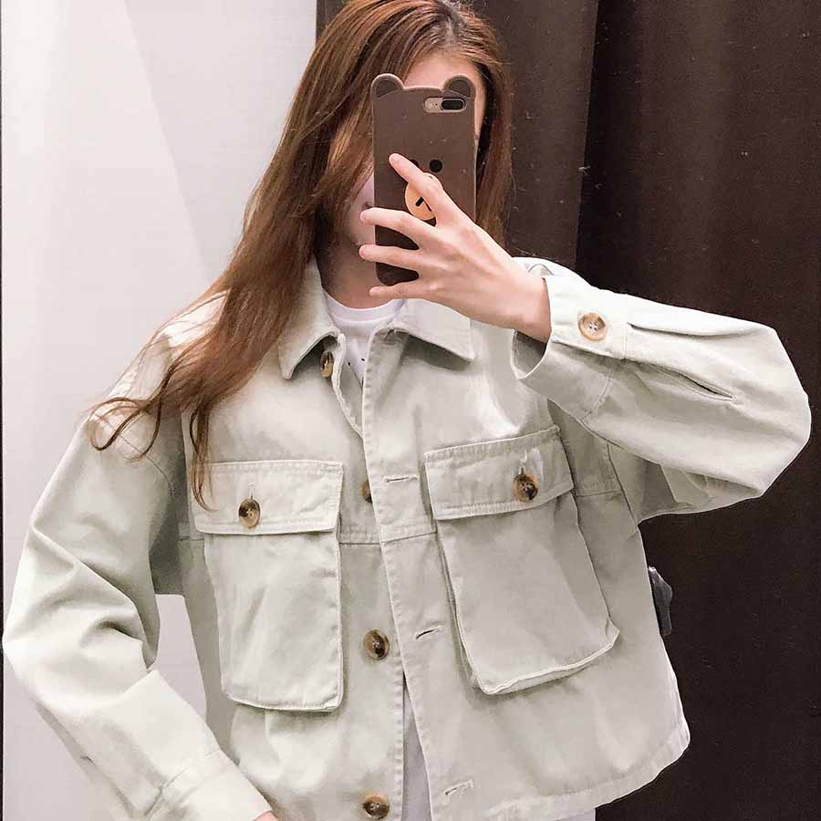 Oversized Boyfriend Cool Big Pockets Button Up  Shirt Jacket Womens