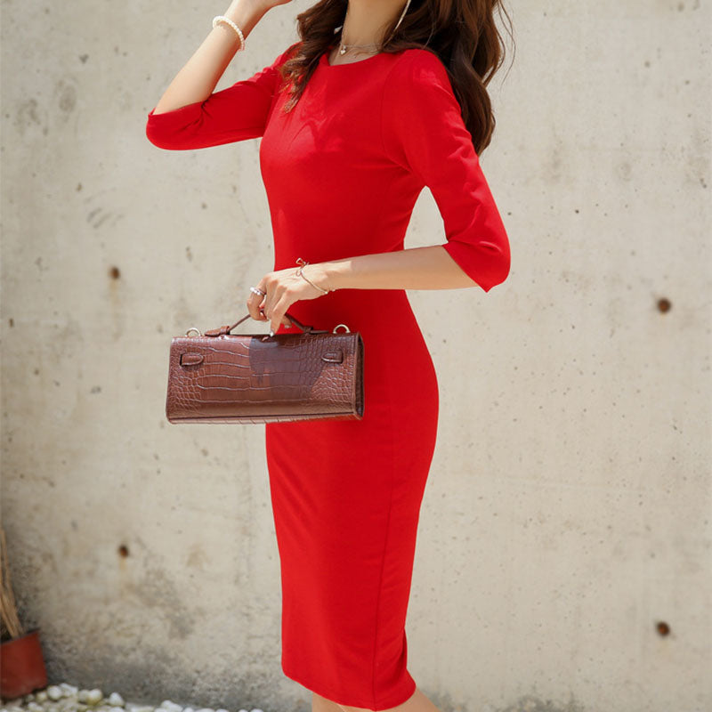 Classy Chic Half Sleeve Midi Pencil Dress Formal – sunifty