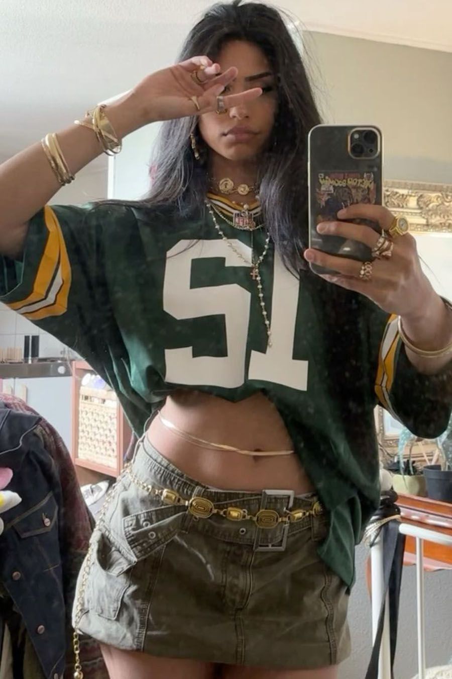 Green Football Inspired Short Sleeve Jersey Tee