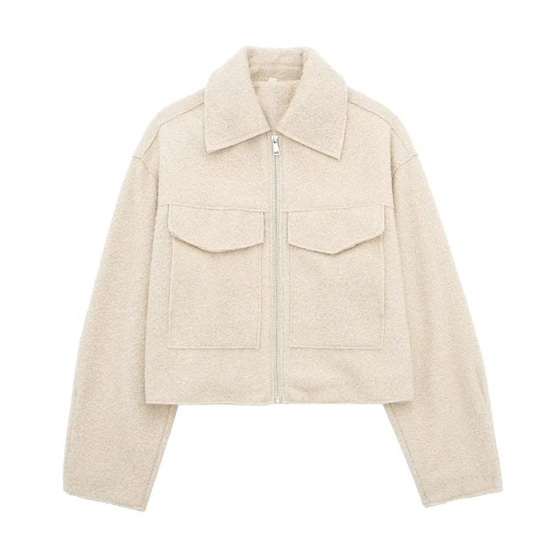 Wool Blend Cropped Bouclé Soft Jacket