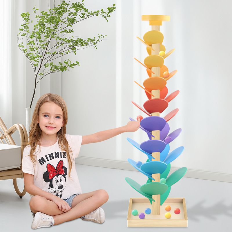 Wooden Rainbow Tumble Leaf Marble Run Music Ball Tower