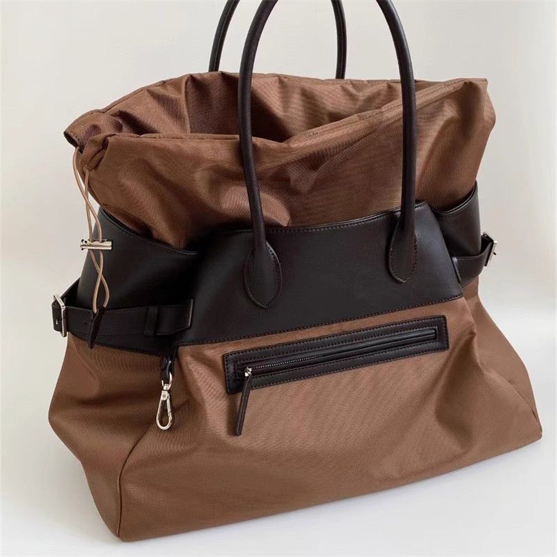 Inside Out Nylon Canvas And Leather Large Bag For Weekend Travel