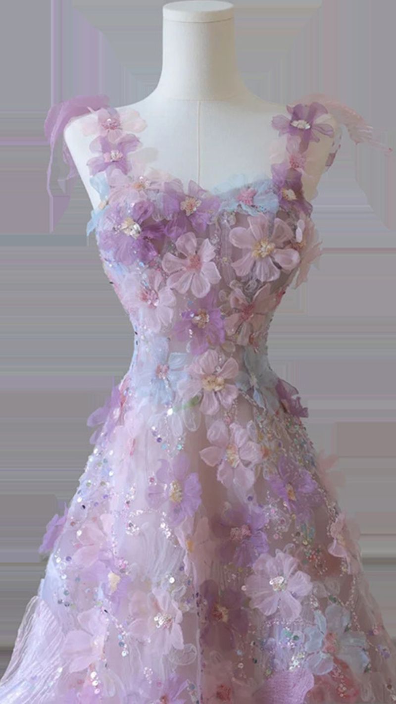 Aesthetic Pink Embroidery Full Length Sleeveless Princess Mesh Dress