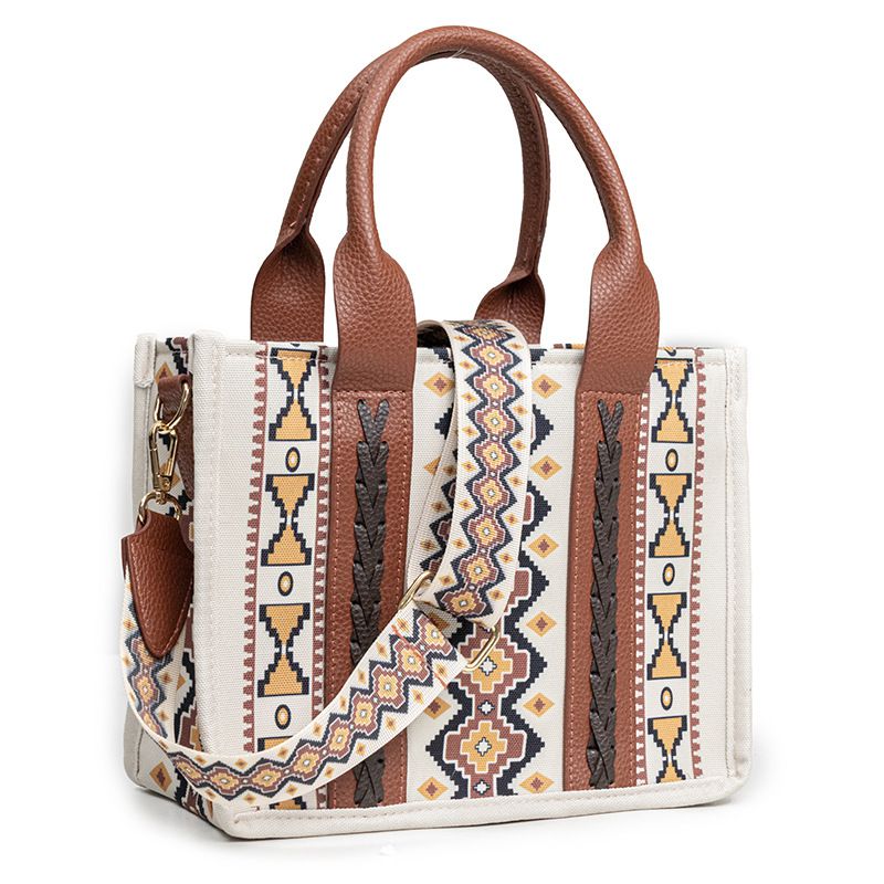 Boho Southwestern Print Crossbody Canvas Tote Bag