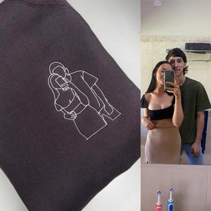 Personalized Drawing Sketch Stitched Embroidered Hoodie Sweatshirt