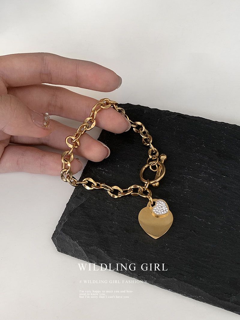 Chrome Diamond Co Hearts Charm Bracelet For Valentine Jewelry Gift