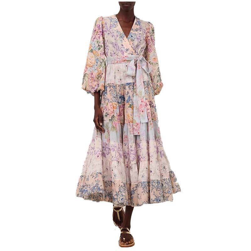 Mid Length Floral Hall Tiered Midi Dress