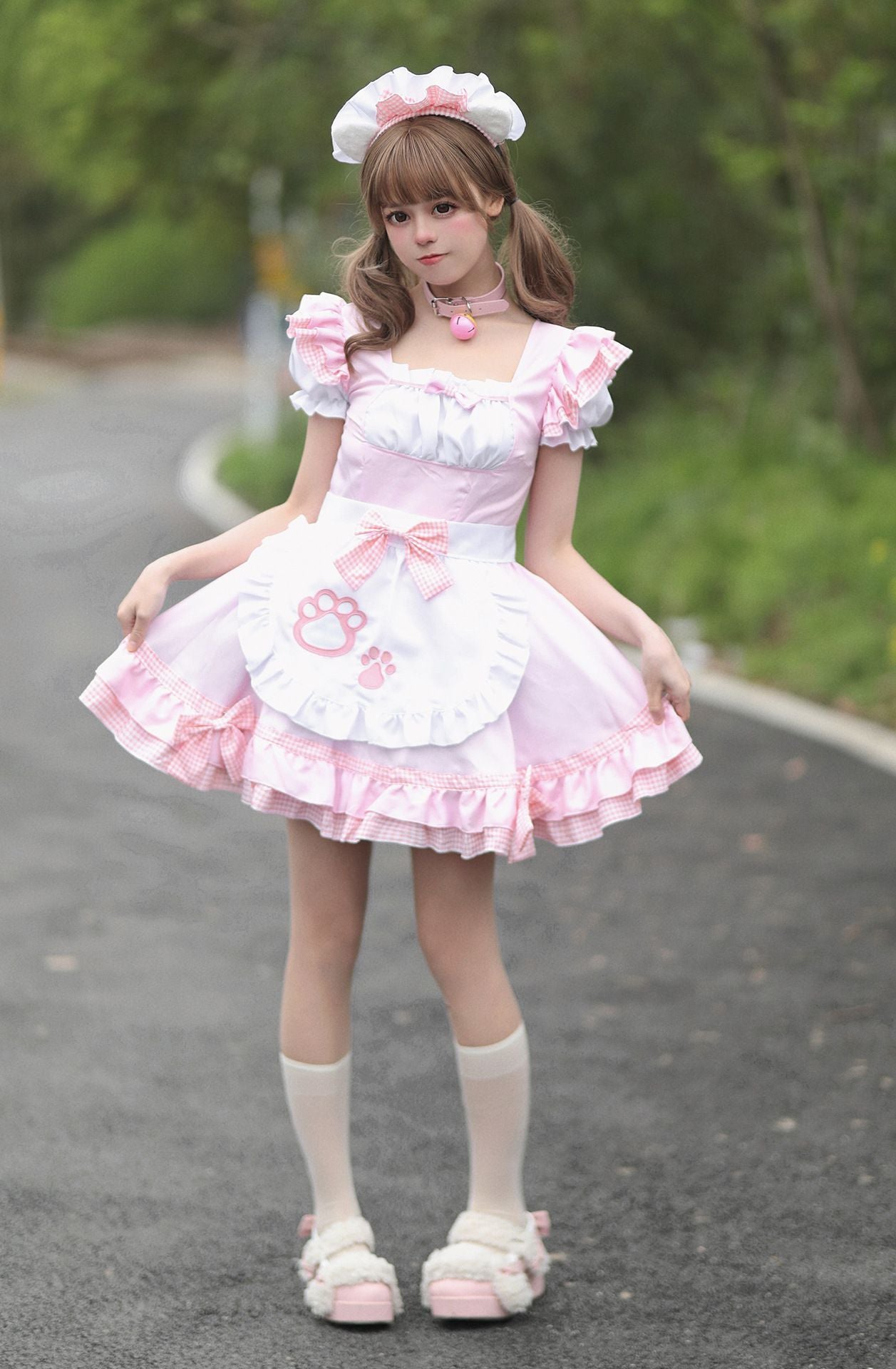 Paw Ruffle French Sissy Maid Costume Cosplay Dress