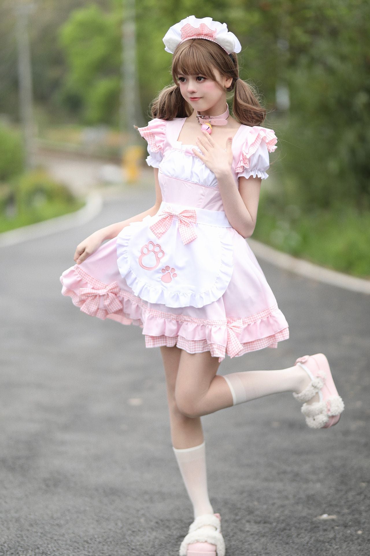 Paw Ruffle French Sissy Maid Costume Cosplay Dress