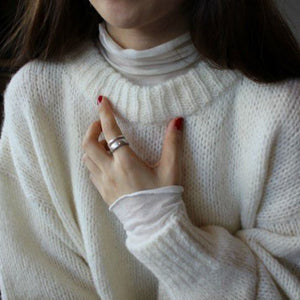 Trendy Comfy Designer Oversize Knitted Crewneck Jumper Sweater