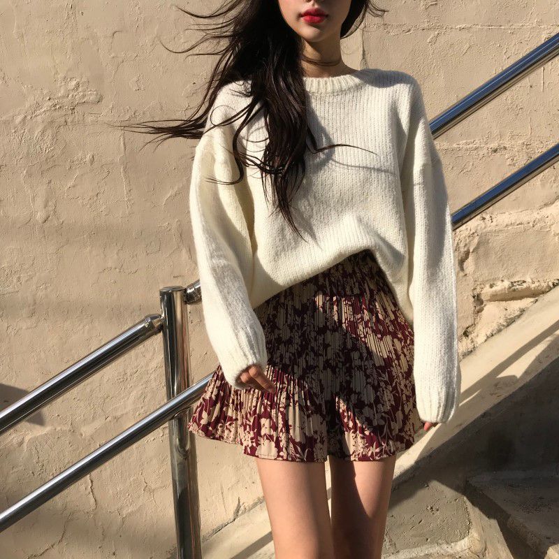 Trendy Comfy Designer Oversize Knitted Crewneck Jumper Sweater