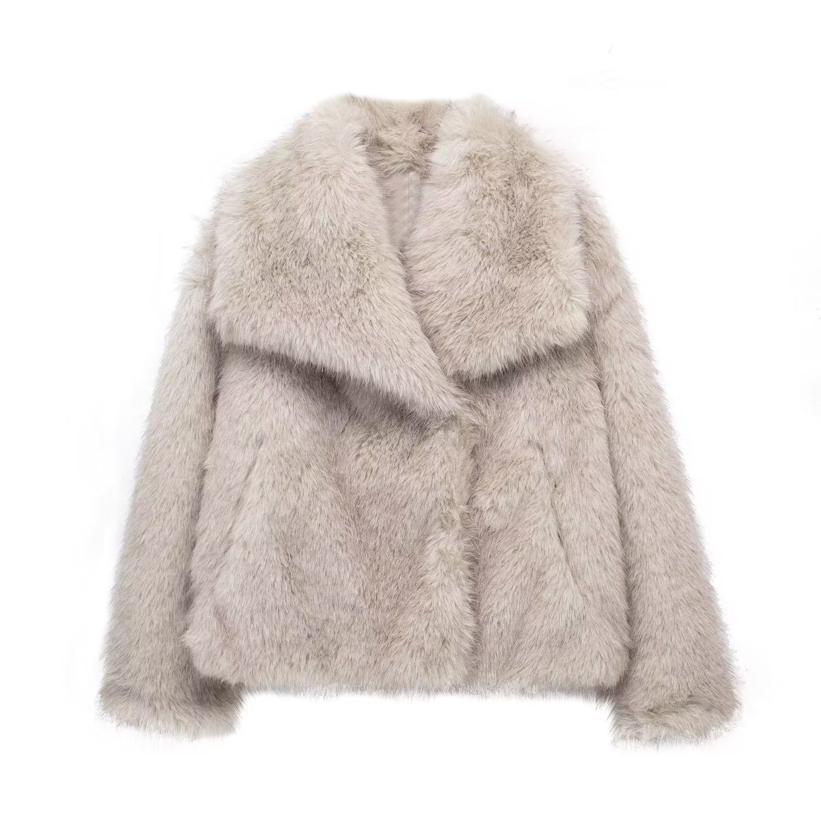 Luxury Faux Fur Collar Fur Coats