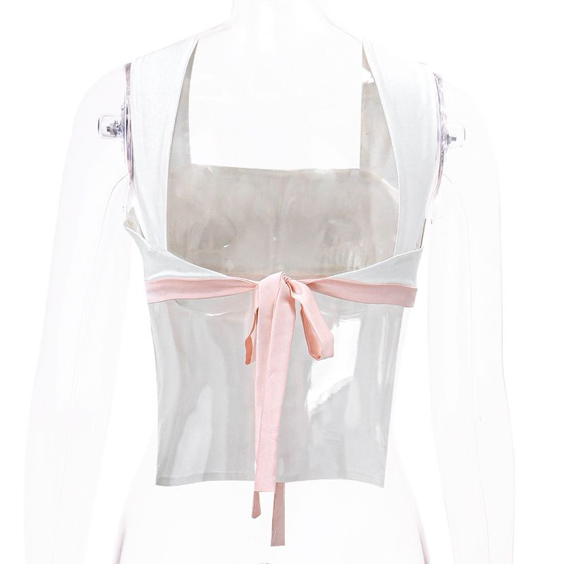 Lolita Satin Sleeveless Blouse Bow Knot Silky Shirts for women