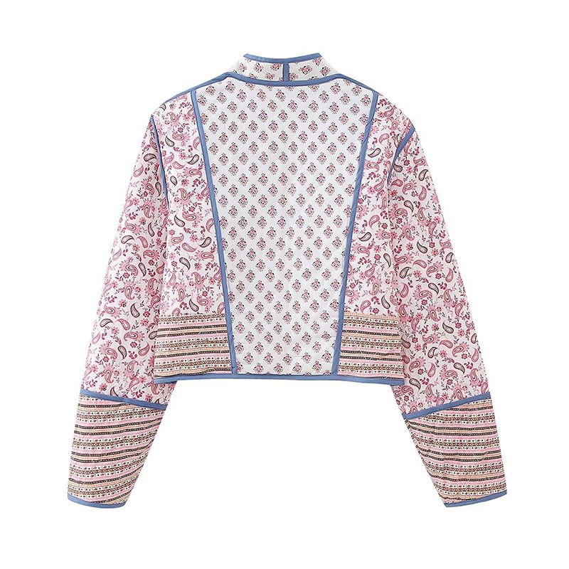 Reversible Patchwork Floral Print Quilted Jacket Padded