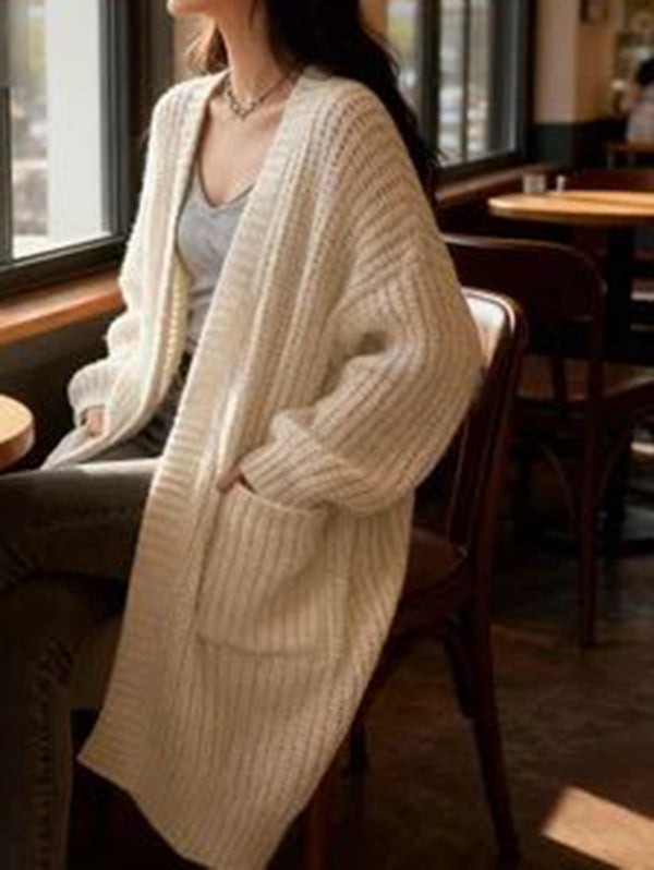 Oversized Boho French Braid Braided Knit Long Cardigan Sweaters For Women