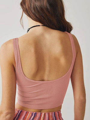 Women Ribbed Fitted Seemless Coset Crop Tank Tops Sleeveless Stretchy Cami Vests
