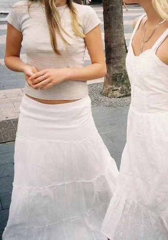 Boho Women's Ruffle Tiered Pull-On High Waisted Flare Midi Skirt