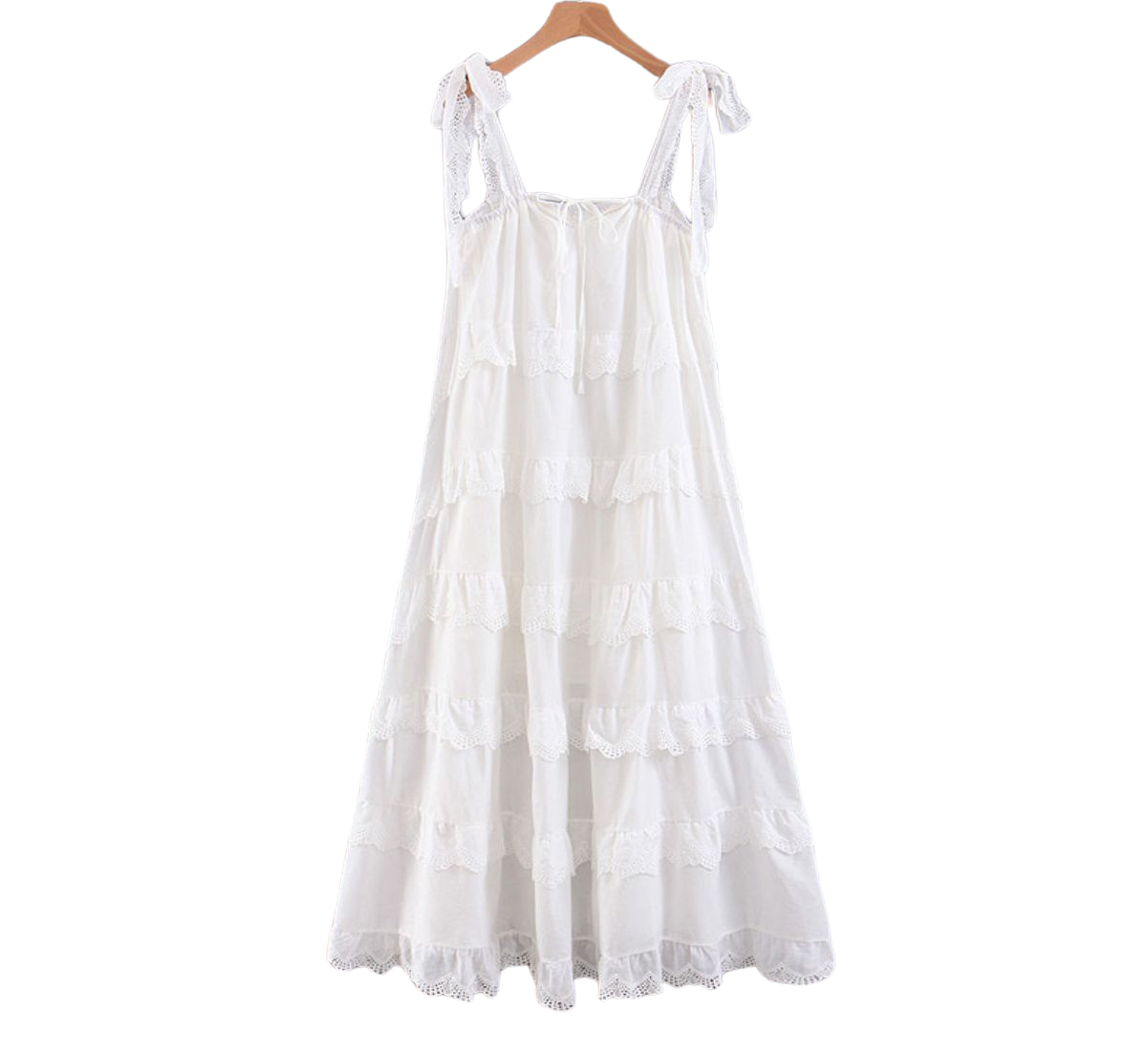 Casual Cotton Ruffle Strap Smocked Eyelet Mini Dress