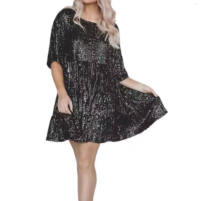 Glitter High Thigh Split Sequin Long Black Dress With Slit