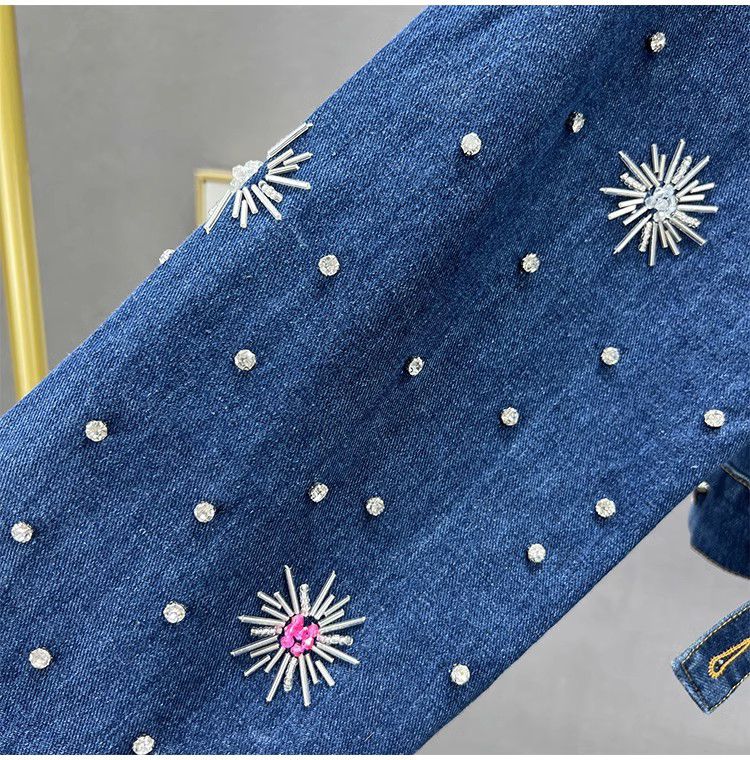 Vintage Diamonds Pearls Hand Beaded Evening Denim Jackets